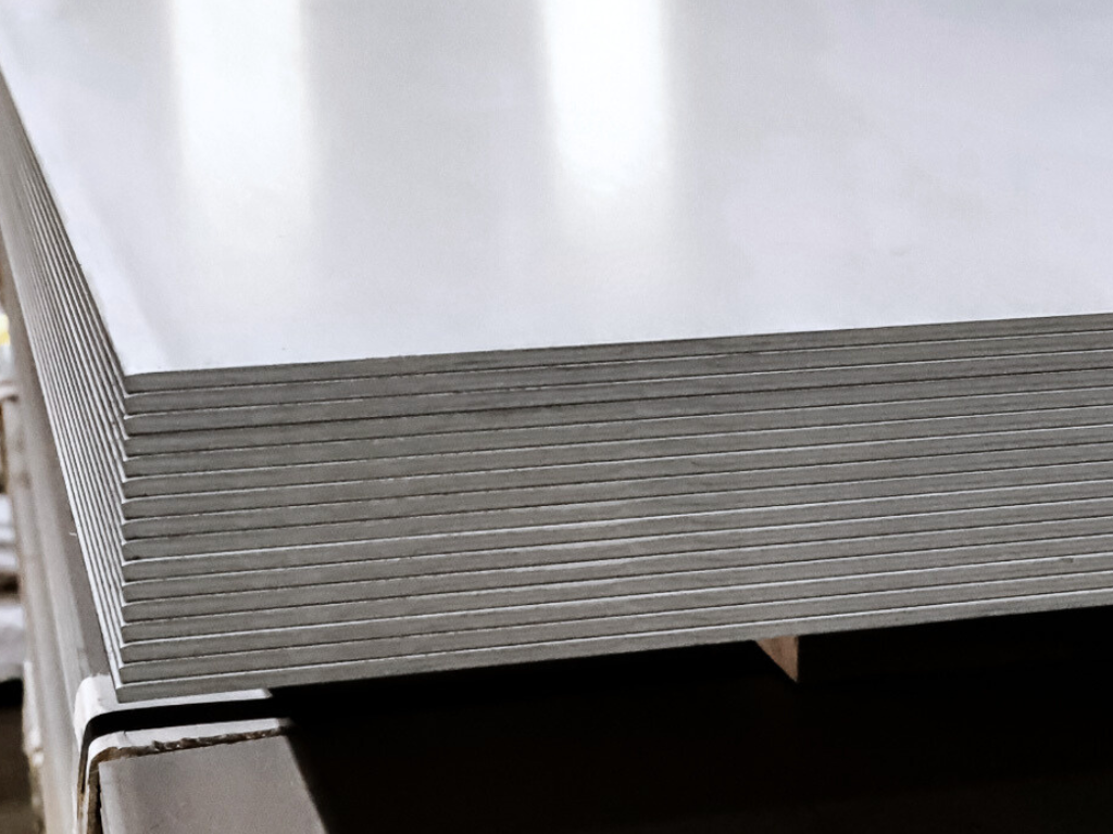 316 Stainless Plate Stainless Plates stacked up inside O'Neal Steel warehouse