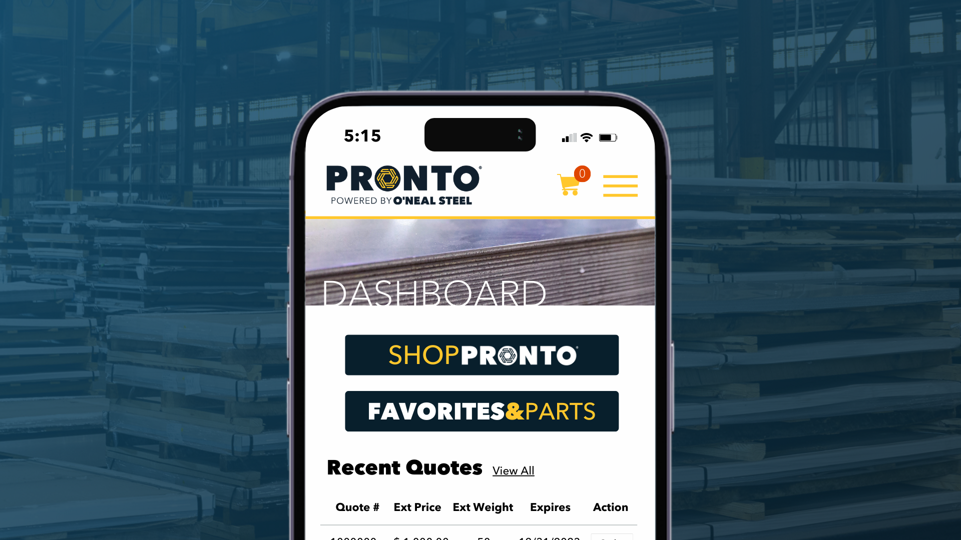 PRONTO Shop quote and order metal online