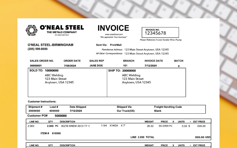 Pay your O'Neal Steel invoices online in PRONTO®.